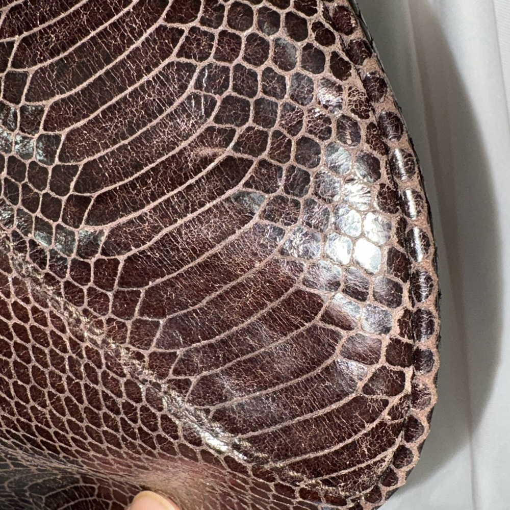 Elegant Furla Chocolate Brown Python Leather Tote… - image 5